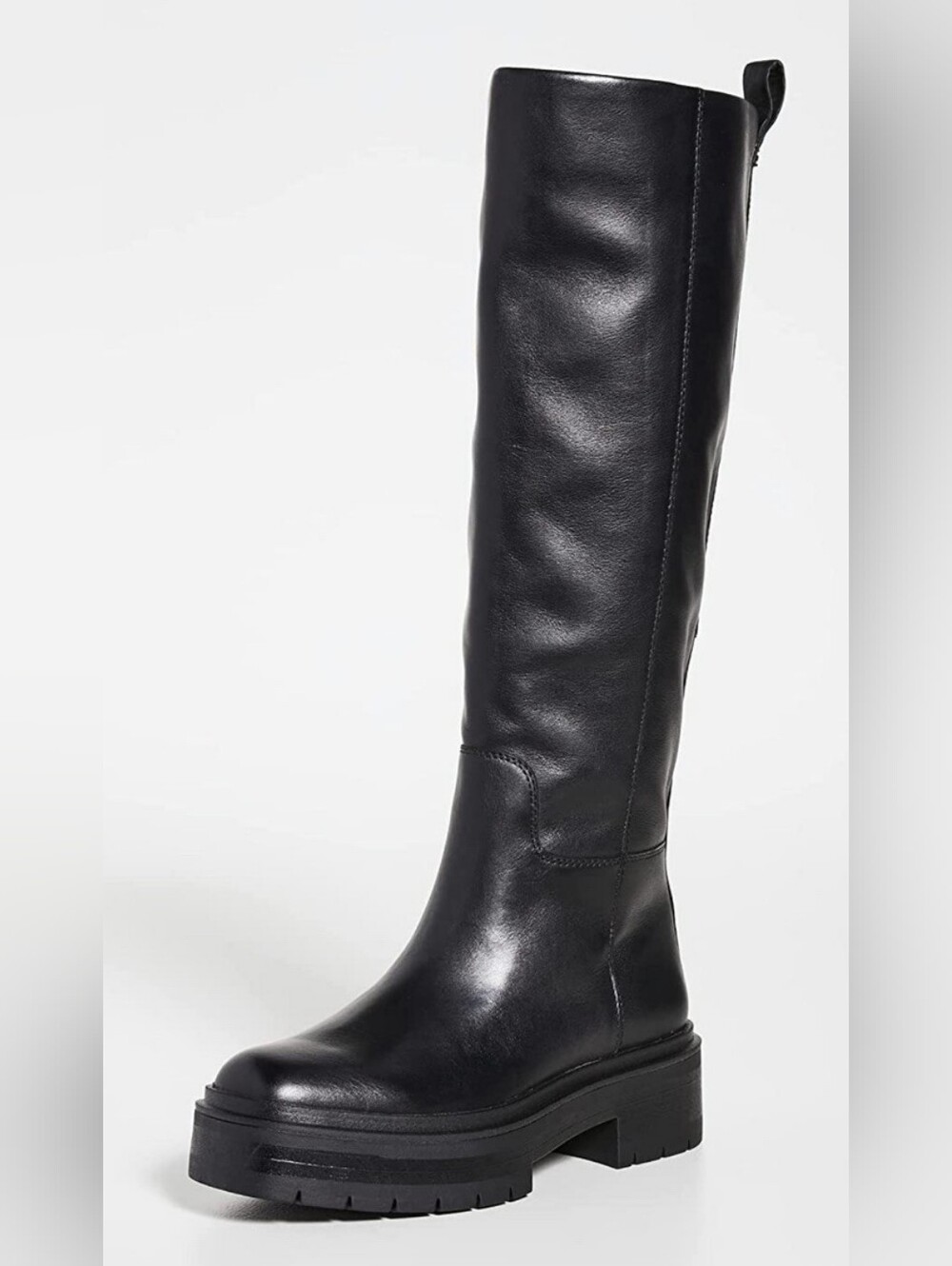 Sam Edelman Lorina Women's Black Leather Knee-High Platform Boot Size 10